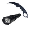 Lanterna Electrosoc Ideallstore cu LED, Cutit Karambit, Acumulator, Autoaparare, Aluminiu, 150 Lumeni, Negru
