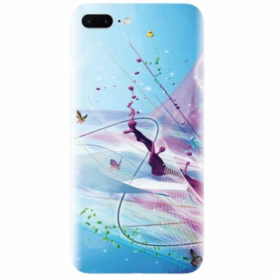 Husa silicon pentru Apple Iphone 7 Plus, Artistic Paint Splash Purple Butterflies foto
