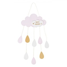 Decorațiune de Perete, Model Nor, Din Lemn, Mesaj &quot;Sweet Dreams&quot;, Multicolor, 23.5x55cm