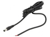 Cablu DC 5,5/2,5 mufe drept negru 1,5m 2x0,5mm2 20&divide;80&deg;C