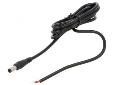 Cablu DC 5,5/2,5 mufe drept negru 1,5m 2x0,5mm2 20&amp;divide;80&amp;deg;C foto