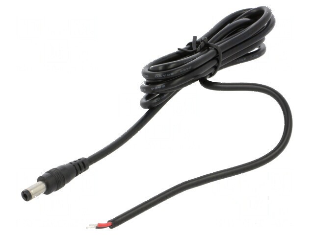 Cablu DC 5,5/2,5 mufe drept negru 1,5m 2x0,5mm2 20&divide;80&deg;C