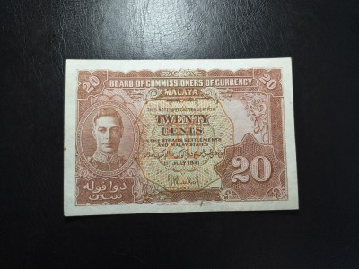 MALAYA 20 CENTI 1941 foto