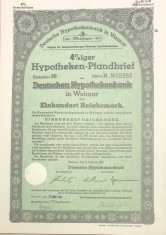 100 Reichsmark titlu de stat Germania 1942 foto