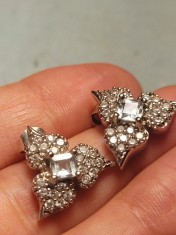 UNICAT ! Cercei in forma de floare cu aquamarine naturale anturaj zirconii! foto