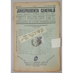 JURISPRUDENTA GENERALA , PUBLICATIUNE SAPTAMANALA DE JURISPRUDENTA REZUMATA ROMANA SI STREINA , NR.9 , 1938