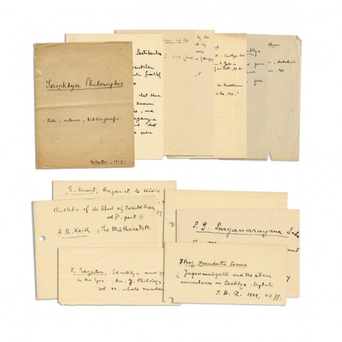 Mircea Eliade, Samkhya Philosophie, 12 file manuscris