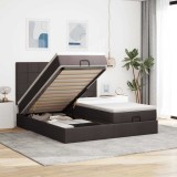 VidaXL Cadru de pat otoman cu saltele țesătură maro &icirc;nchis 200x200cm 3314551