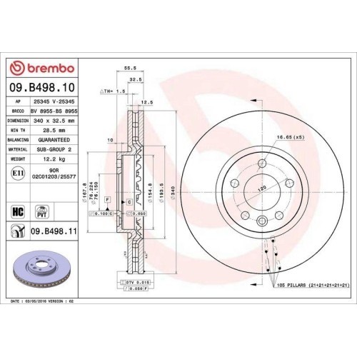 Set disc frana Vw California T5 Camper (7ec 7ef 7eg 7hf) 04.03-08.15, California T6 Camper (Sgc Sgg Shc) 04.15-, Multivan T5 (7hm 7hn 7hf 7ef 7em 7en