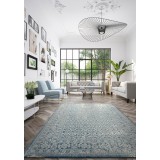 Covor Premium Belgian Model Valencia 22209-644, Marime 80 x 150 cm, Albastru, Antialergic, Polipropilena, Living, Dormitor, Sufragerie, Birou