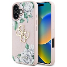 Husa originala Guess iPhone 16 Hardcase 4G Grained Roses Big Logo, roz, GUHCP16SPGROP4MP foto