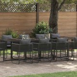 vidaXL Set de masă pentru grădină 11 pcs Negru Oțel