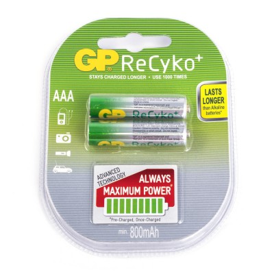 Set acumulatori AAA R3 NiMH ReCyko 850mAh 2buc/blister GP foto