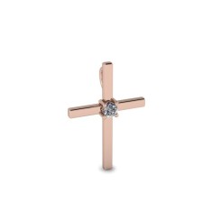 Pandativ din aur roze de 14K in forma de cruce