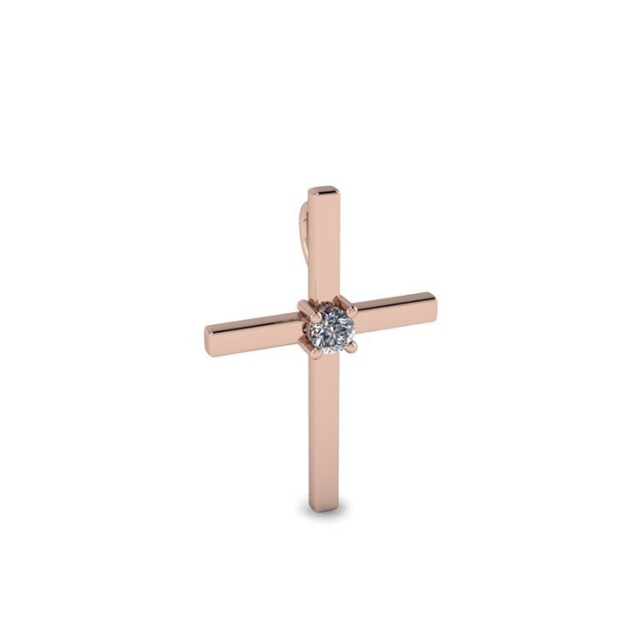 Pandativ din aur roze de 14K in forma de cruce