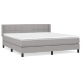 Cumpara ieftin Pat continental cu saltea, gri deschis, 160x200 cm, textil