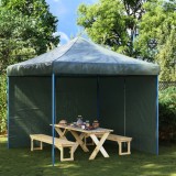 vidaXL Perete Cort Petrecere Verde 3x1.95m PE Impermeabil UV 2 Buc. Lateral Pavilion Gradina cu Fermoar