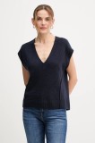United Colors of Benetton vestă din amestec de l&acirc;nă culoarea bleumarin, 126WD4033