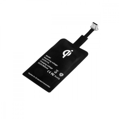 Incarcator Wireless Qi Type - C, Emeszon, Receiver Wireless 5V / 1A, model QI1A, compatibil cu telefone USB Type - C, negru foto