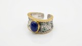 INEL ARGINT 925 CU LAPIS LAZULI NATURAL - INEL REGLABIL PLACAT CU AUR 18K VINTAGE