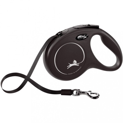 Flexi New Classic, M Tape, lesa retractabila, 5m, negru foto