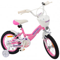 Bicicleta pentru copii, Splendor, 18 inch, roti ajutatoare incluse, Roz/Verde