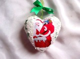 Glob Craciun Inima Polistiren Mos Craciun, 11cm, Decorat Manual, Decupaj, Brad, Ornament Festiv