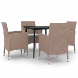Cumpara ieftin Set mobilier de gradina cu perne, 5 piese, poliratan si sticla
