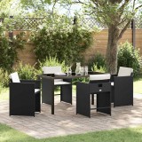 vidaXL Set de masă pentru grădină cu pernă 5 pcs Negru Rattan poli