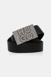 HUGO curea de piele bărbați, culoarea negru, 50537037