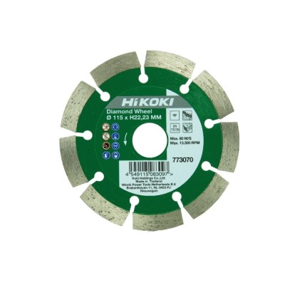 Disc diamantat, cu segmente, pentru debitare beton / zidarie, Hikoki 773070, 115 x 22.2 x 1.8 mm foto