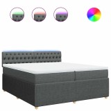 Cumpara ieftin Pat box spring cu saltea, gri inchis, 200x200 cm, textil