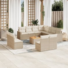 vidaXL Set canapele de grădină cu perne, 12 piese, bej, poliratan 3256513