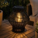 Lampion solar LED din metal, 19 cm, pentru gradina, terasa si balcon, negru
