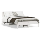 Cumpara ieftin Cadru de pat fara saltea, alb, 140x200 cm, lemn masiv pin