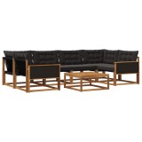 vidaXL Set de canapele de exterior cu pernă 7 pcs Natural și Negru 3381272