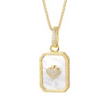 Cumpara ieftin Colier din Argint 925 Placat cu Aur - Medalion Insemna Inima din Sidef