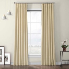 Draperie din catifea cu rejansa din bumbac tip fagure, Madison, 150x210 cm, densitate 700 g/ml, Crem, 1 buc