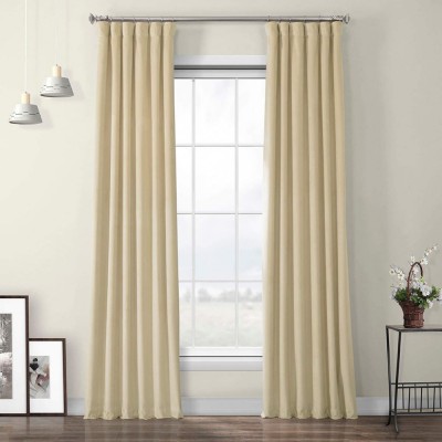 Draperie din catifea cu rejansa din bumbac tip fagure, Madison, 200x270 cm, densitate 700 g/ml, Crem, 1 buc foto