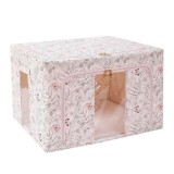 Cutie Depozitare, 66L, din Material Textil, 50 x 40 x 33 cm, pentru Haine si Lenjerii, Model Fluturasi, Bej