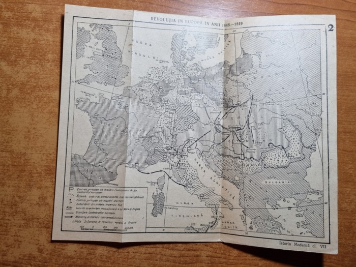 harta revolutia in europa 1848 - aparuta in anii &#039;60-&#039;70 - dimensiuni 23/20 cm