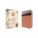 NIV Application Bible, Leathersoft, Coral/Gray, Red Letter, Thumb Indexed, Comfort Print: Bringing the Ancient Message of the Bible Into Your World