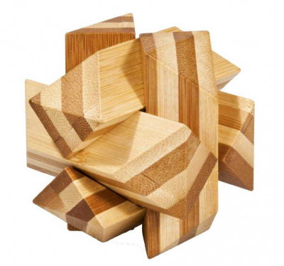 Joc logic IQ din lemn bambus Angular Knot foto