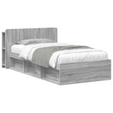 vidaXL Cadru de pat cu depozitare cu headboard Sonoma gri 100 x 200 cm 3433338