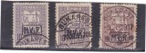 1917 - Ocupatia germana in Romania, Timbru de Ajutor 10 bani 3 valori cu supratipar MViR, Istorie, Stampilat
