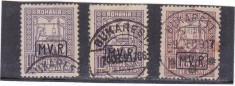 1917 - Ocupatia germana in Romania, Timbru de Ajutor 10 bani 3 valori cu supratipar MViR