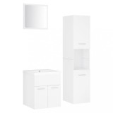 Set mobilier de baie, alb, lemn prelucrat