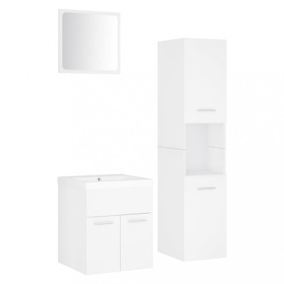 Set mobilier de baie, alb, lemn prelucrat foto