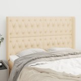 VidaXL Tăblie de pat cu aripioare, crem, 147x16x118/128 cm, textil