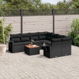Cumpara ieftin Gossi set mobilier de gradina cu perne, 9 piese, negru, poliratan